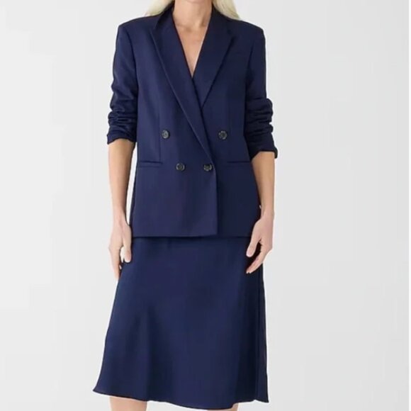 J. Crew Navy Gwyneth Slip Skirt Size Large - Picture 1 of 7